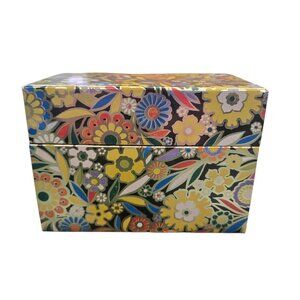 Vintage 1960's J. Chein & Co. MCM Metal Tin Flower Power Recipe Box with Cards